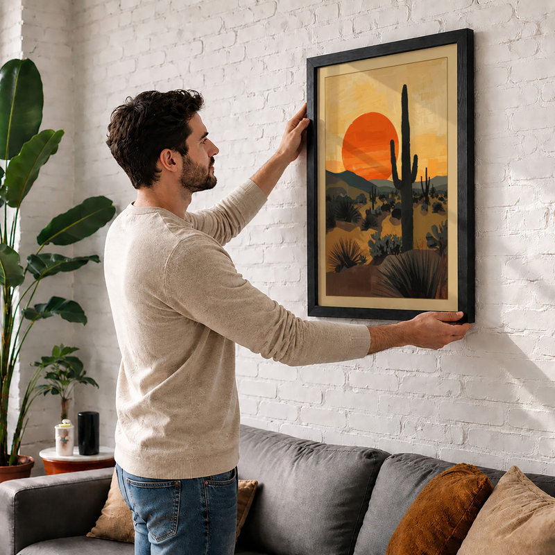 Desert at Dusk Modern - Framed Print, A4 - 29.7 x 21.0 cm, White