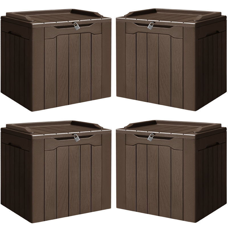 30 Gallon Waterproof & UV Resistant Lockable Deck Box ( Set Of 4 ), Brown