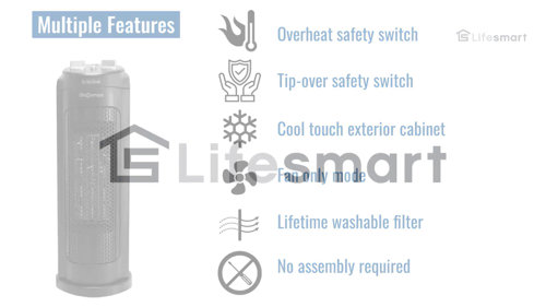 LifeSmart 1500W 16 Inch Tower PTC Heater with Oscillation, 2 Heating Modes,  Cool Touch Cabinet & Reviews