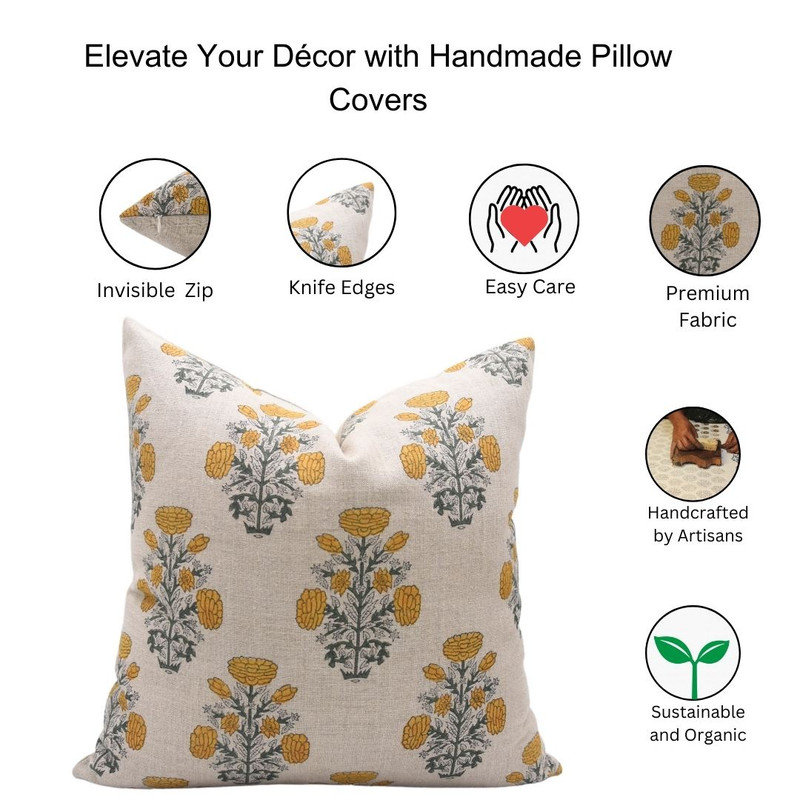 Linen Pillow Cover, 26" x 26", Red Floral 1, Square