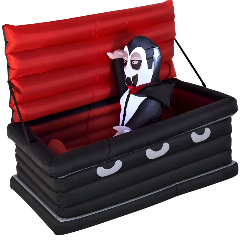 Décoration gonflable d'Halloween pour l'extérieur avec lumière, Vampire dans un cercueil