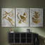 Quatre oiseaux qui chantent - Feuille d'or - Toile sur toile tendue avec châssis encadré - 3 pièces-256279854-256279855