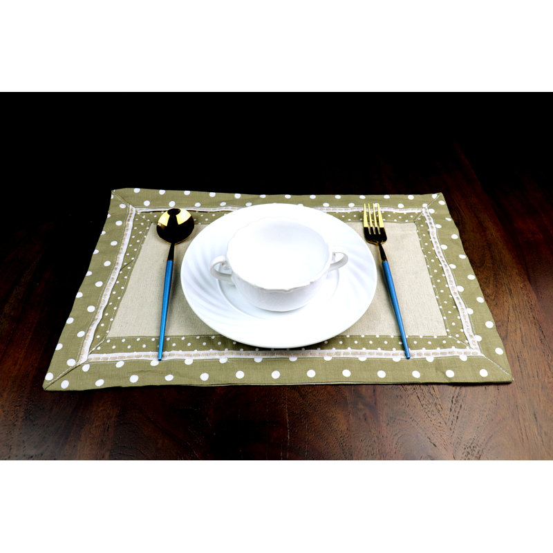 Ensemble de napperons de cuisine brodés 6 pièces Lonie, Taupe