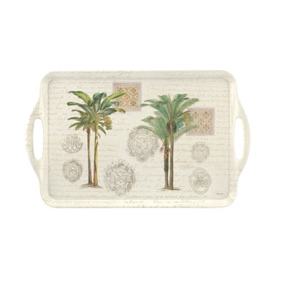 Pimpernel Vintage Palm Study Large Melamine Hndld Tray 18.9 X11.6"