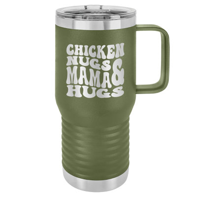 Susquehanna Glass Chicken Nugs 20oz.vacuum Insulated Stainless Steel Travel Mug In Olive Green