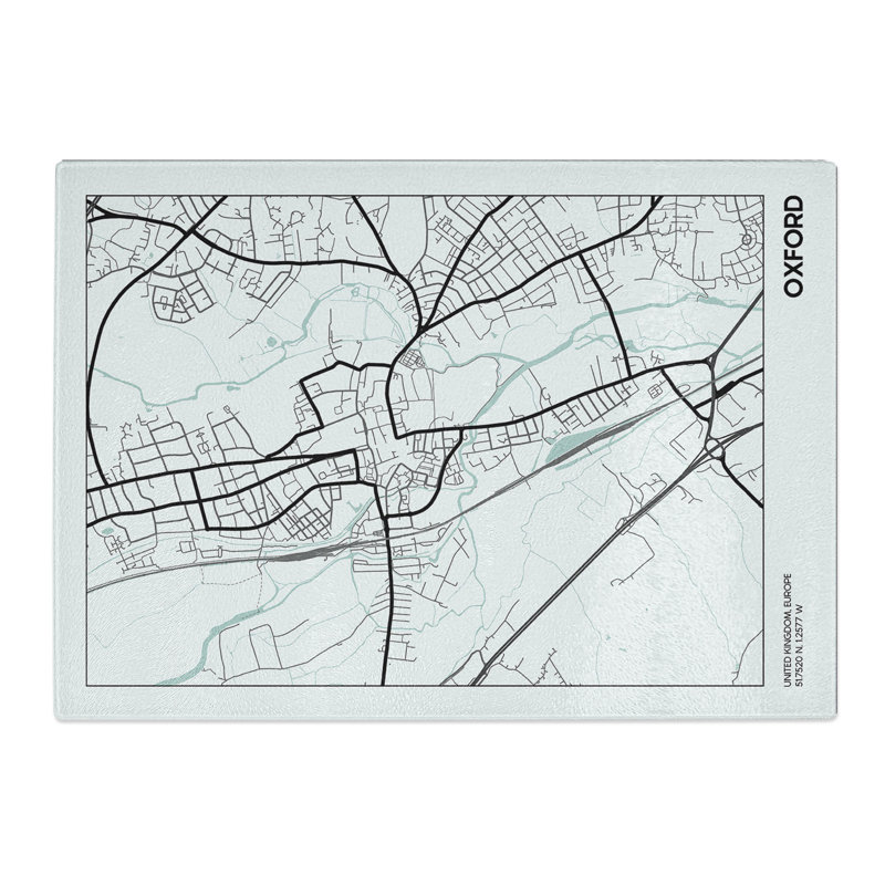 Map Oxford UK Chopping Board, 28.5cm W x 39cm L