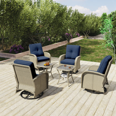 Ensemble de chaises pivotantes d'extérieur avec coussins 6 pièces Kyesha