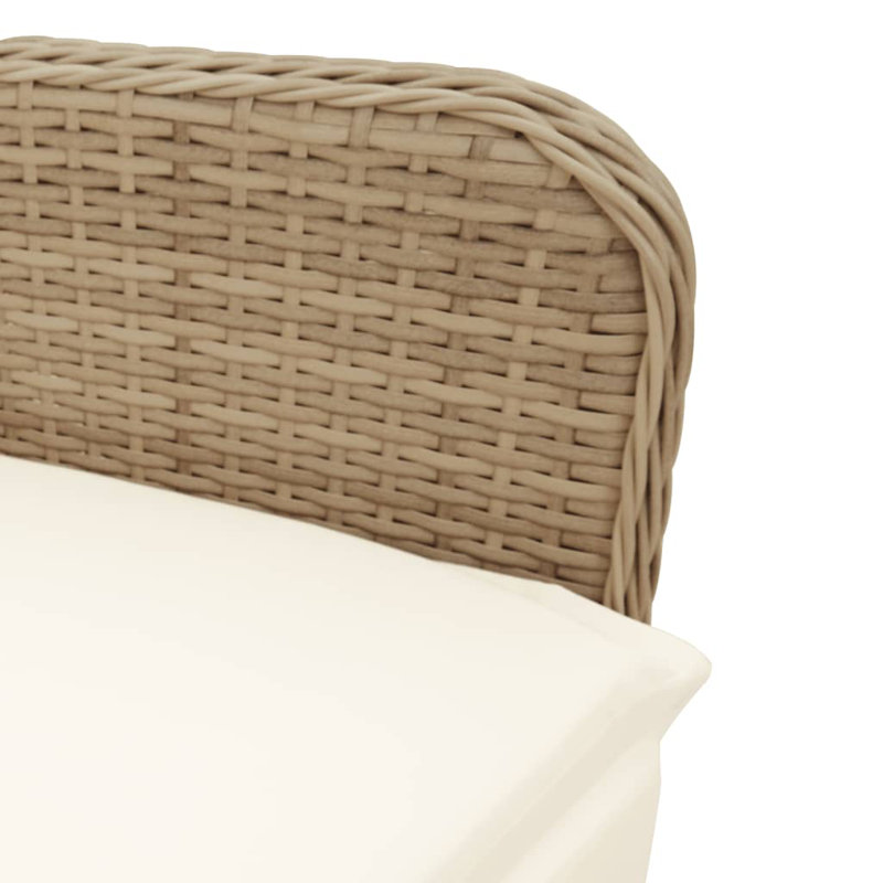  Reclining Garden Chair Set Of 2 Beige PE Rattan Standard