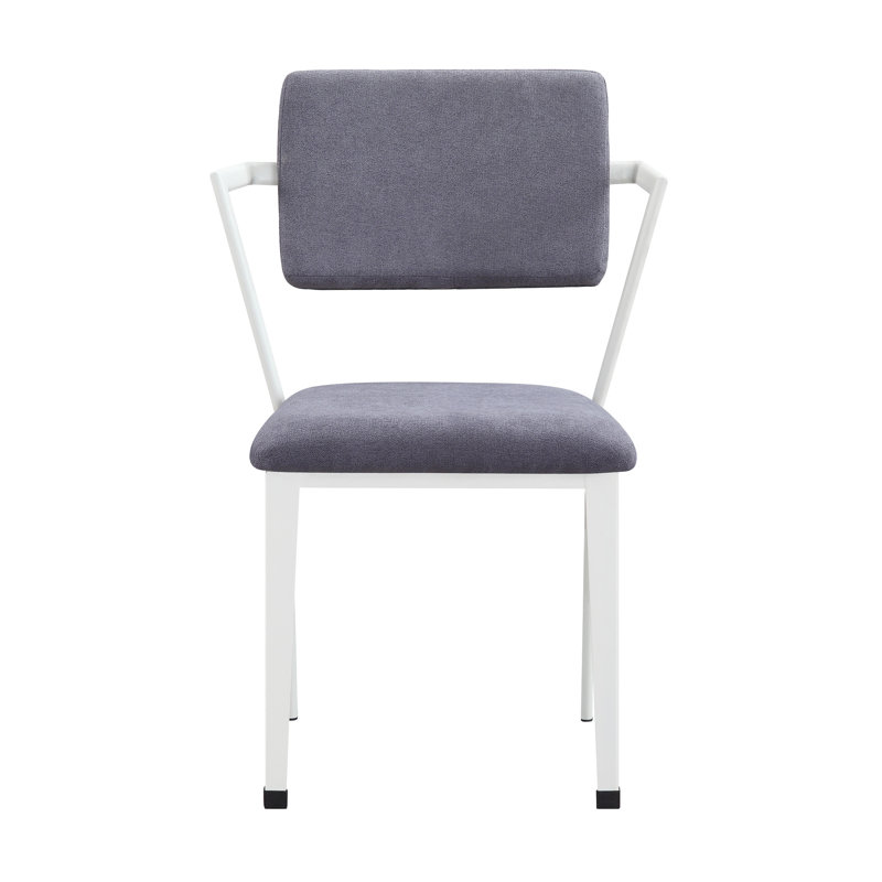 De 2 chaises de salle à manger grises et blanches - Accoudoirs hauts et stables avec assise rembourrée