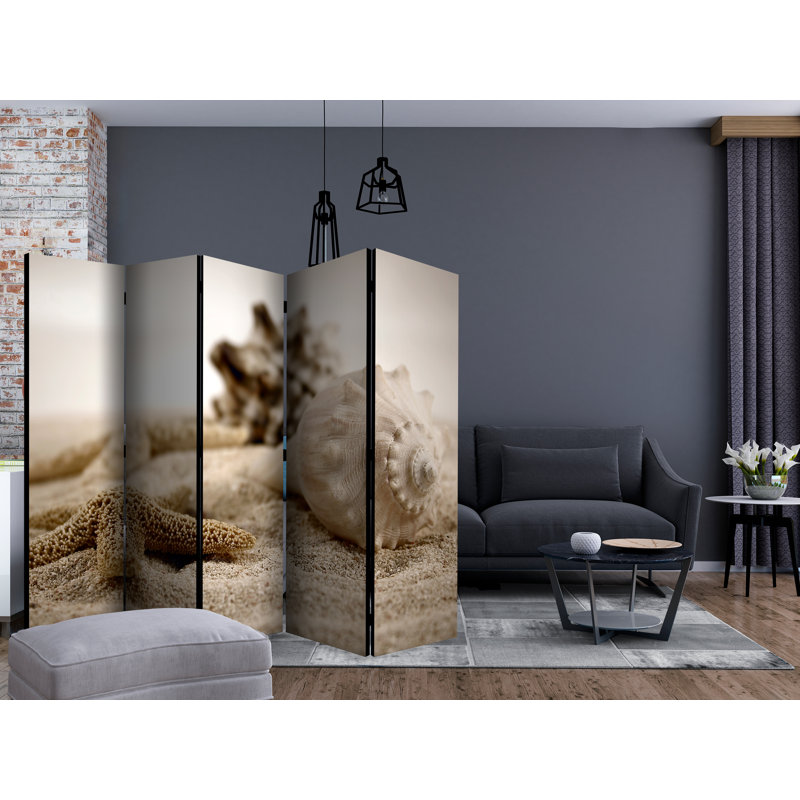 Hamsini 225 cm W x 172 cm H 5 - Panel Solid Wood Folding Room Divider