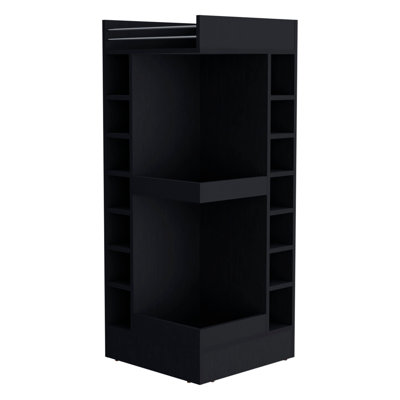 Lamer Corner Bar Cabinet with Wine Rack and Open Shelf,