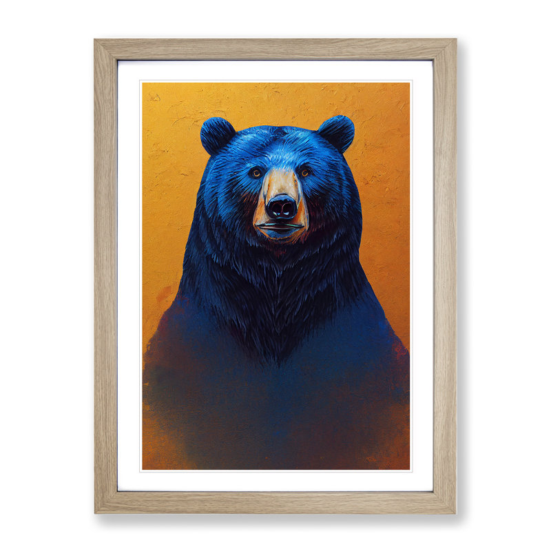 Stupendous Bear - Single Picture Frame Painting, 64cm H x 46cm W x 2cm D, Oak Framed