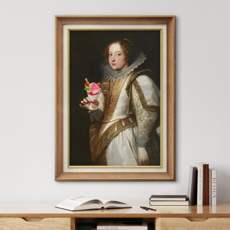 "English British Queen Sundae" sur toile, H 36 po x l 26 po, Cadre naturel de qualité supérieure