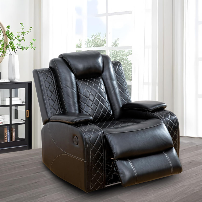 Ensemble de canapé de salon inclinable électrique en cuir 3 pièces avec lumières DEL Selyan