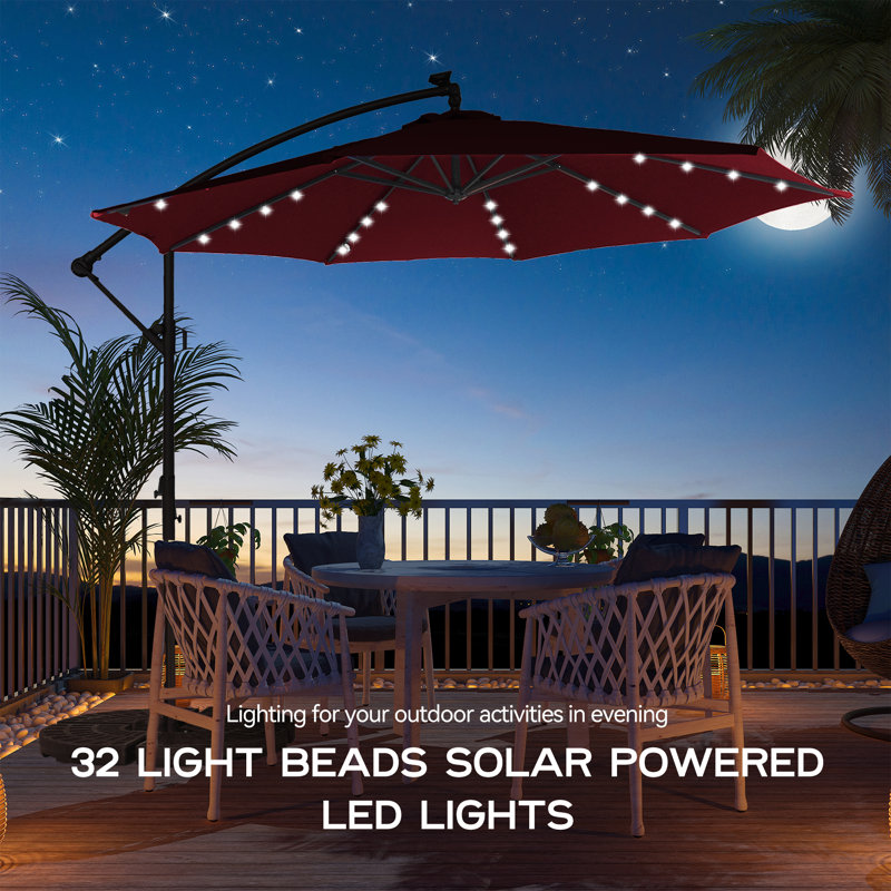 11 Ft. Outdoor Lighted Cantilever Umbrella, Red
