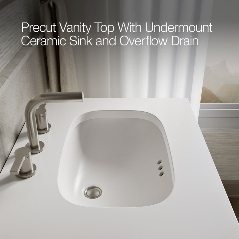 Quo 25'' Wall Mounted Single Bathroom Vanity with Solid Wood Top, White