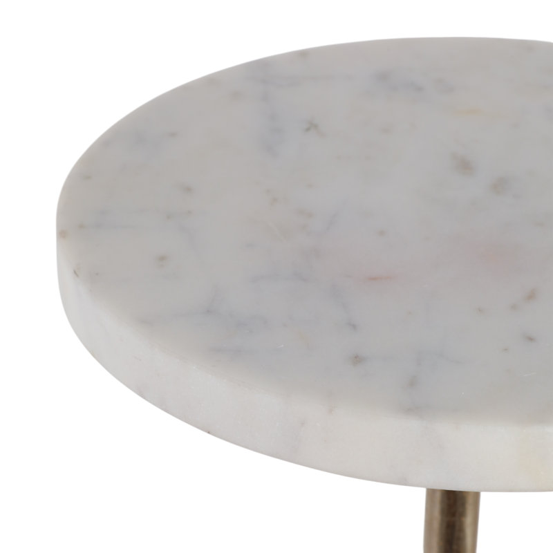 Table d'appoint ou table d'appoint en marbre de luxe Jackins, Blanc, Doré