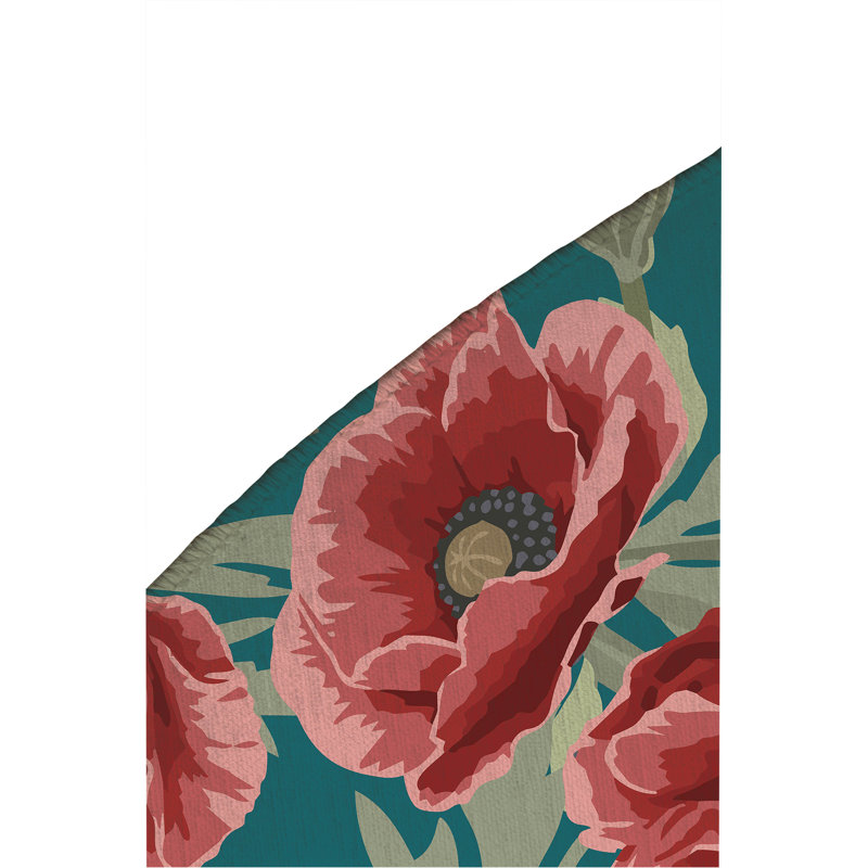 Poppie Soft Step Outdoor Area Rug, Teal, Round 5'