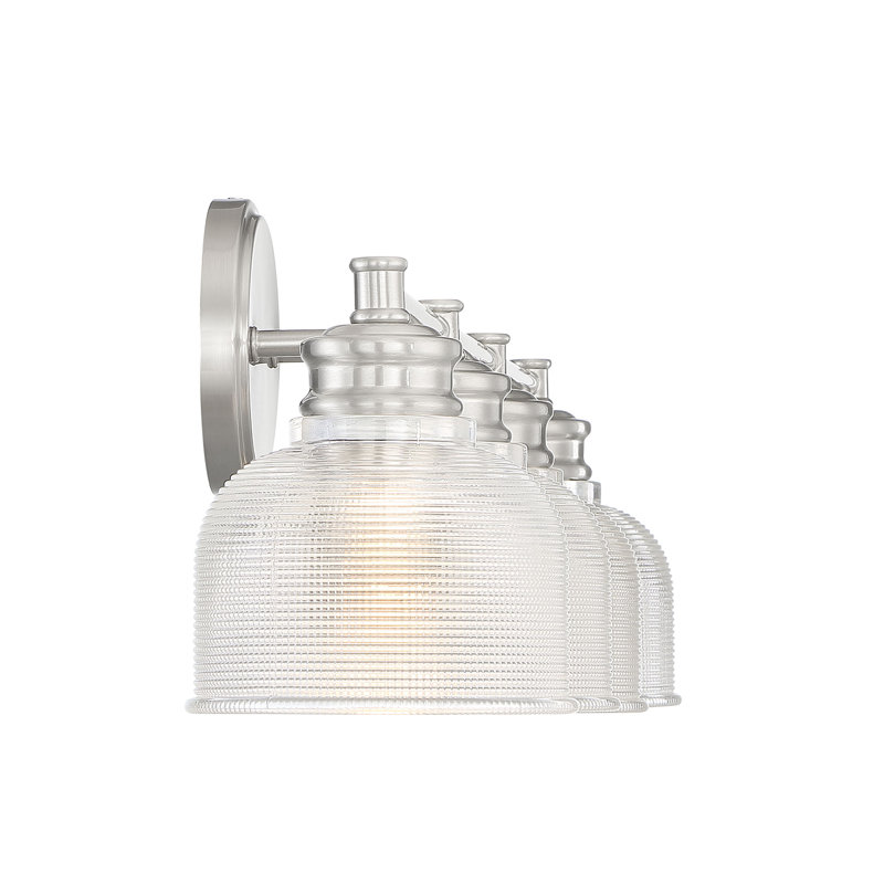 Besima 4-Light Hammered Glass Dimmable Vanity Light, Brushed Nickel