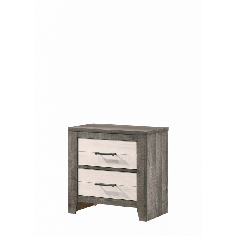 Poignée à tirer en métal à deux tiroirs avec table de chevet à finition bicolore 1pc