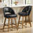 26.4" Swivel Counter Bar Stool With Pocket Spring Seat & Solid Rubberwood Frame, Cutout Arched Back-2054786755