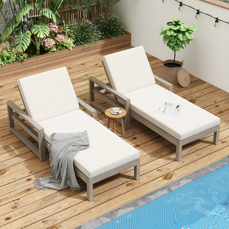 TREXM Outdoor Lounge Chairs Set Of 2, Gray