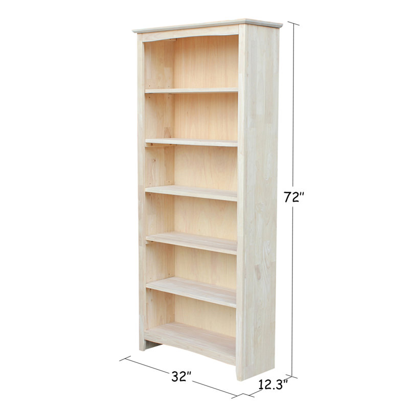 Aspatria Bookcase, (6 Shelves) 72" H x 32" W x 12" D, Unfinished