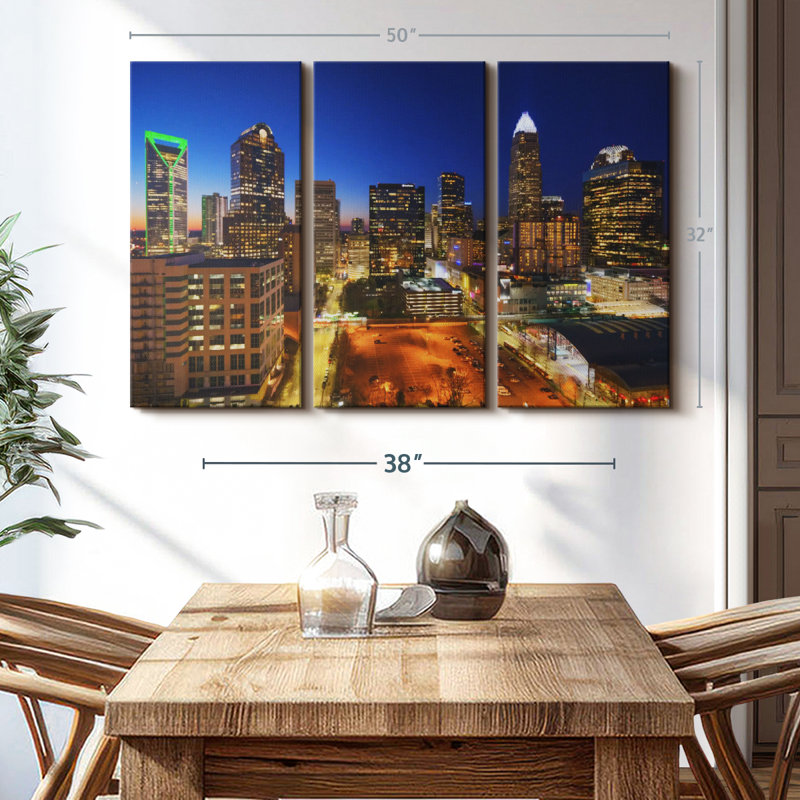 " Charlotte Night Skyline ", 50" H x 32" W x 1.25" D