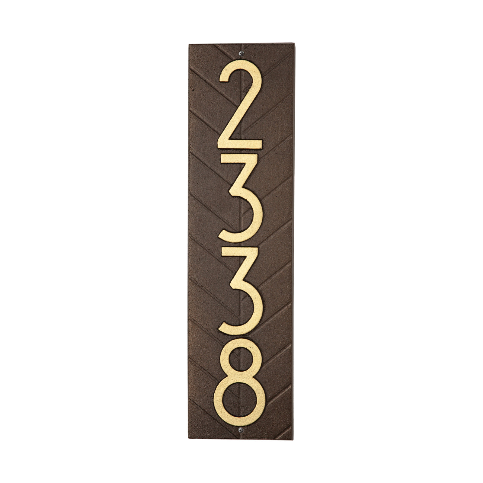 Mid-century Modern Herringbone Vertical Wall Plaque, Dark Bronze/Gold, Yes