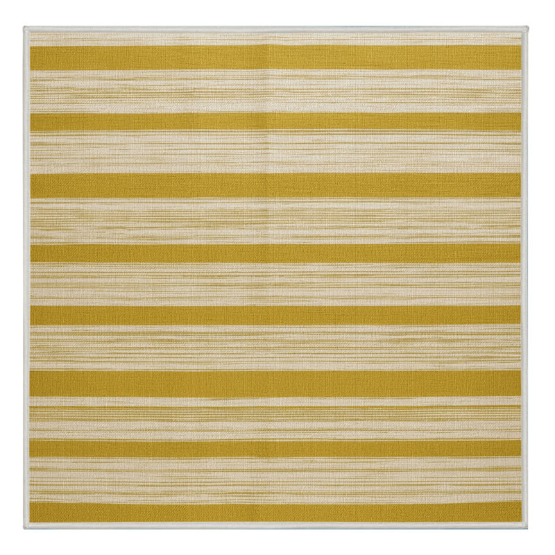 Tapis beige à rayures horizontales lavable à la machine, Carré 8 pi