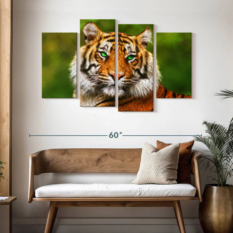Tigre aux yeux verts Brampt, H 32 po x l 52 po