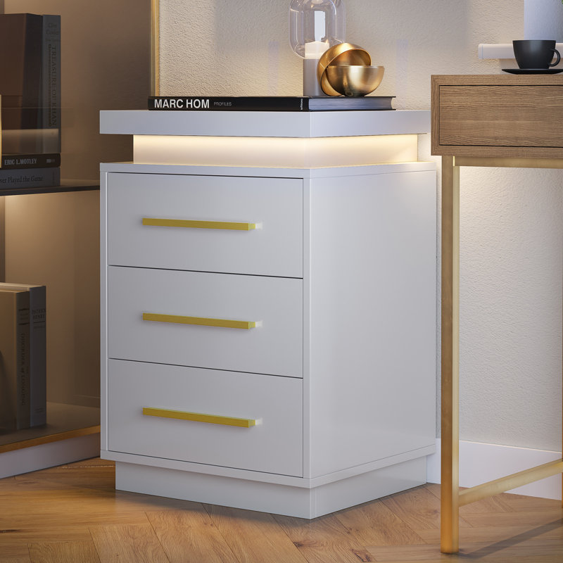 Table de chevet en bois manufacturé Ilgars, Blanc