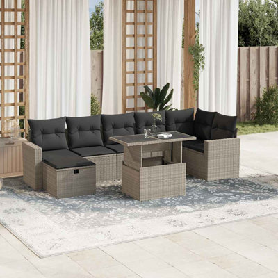  Ensemble de canapé de jardin gris clair, gris foncé