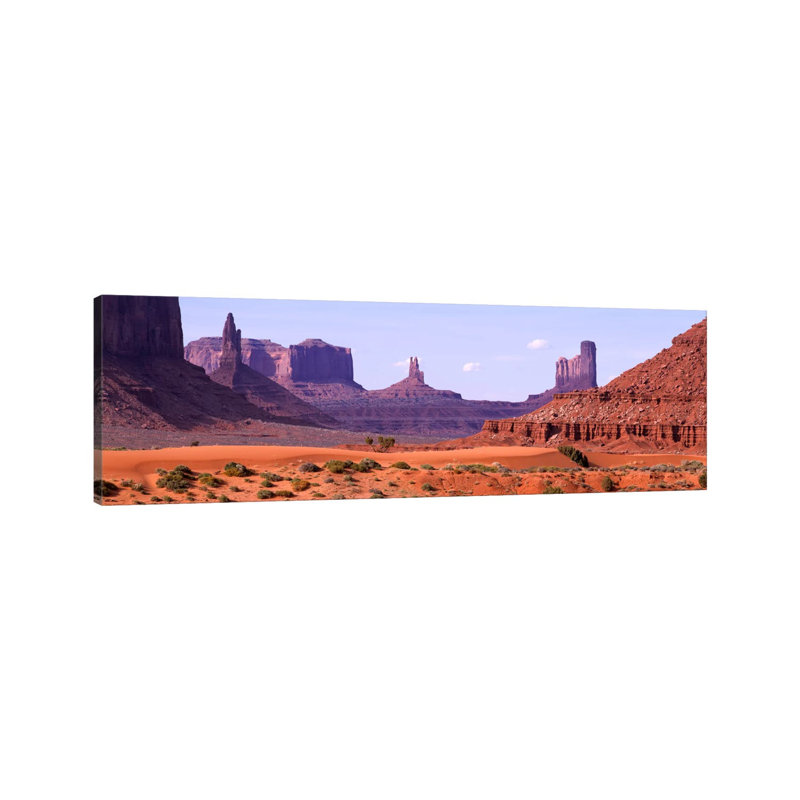 View To Northwest From 1St Marker In The Valley, Monument Valley, Arizona, USA, - Wrapped Canvas Panoramic Print