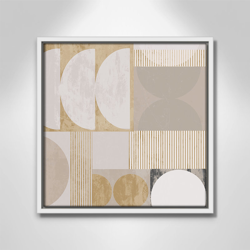 «Golden Balance II» par , 13.5'' W x 13.5'' H, Framed Canvas, White Floater