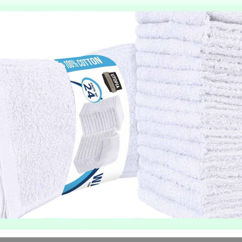 UltraSoft Pure Cotton Washcloths - Premium Absorbent Flannel Face Cloths, 24 Pack, White