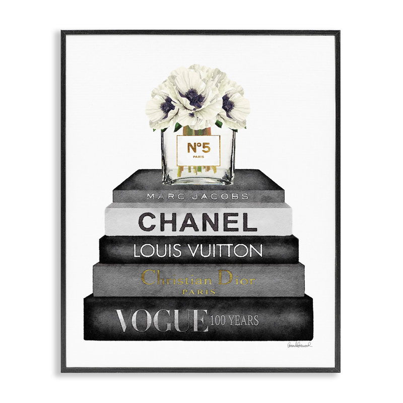 «Fashion Designer Flower Bookstack Black and White», impression