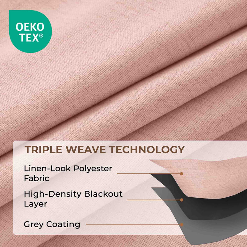 Polyester Blackout Curtain Pair (Set of 2), Blush Pink