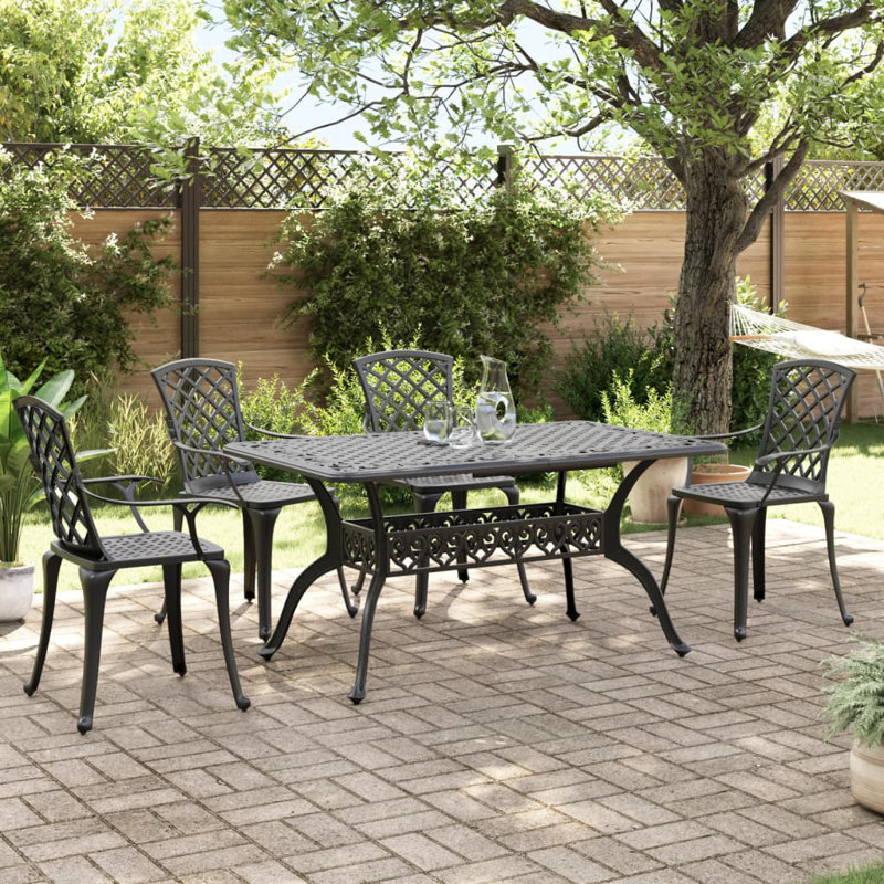 4 - Person Patio Dining Set with Rectangular Table, Black