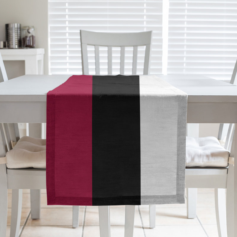 Miami Basketball Table Runner, 90" L x 16" W, Red/Black/White, Poly Twill