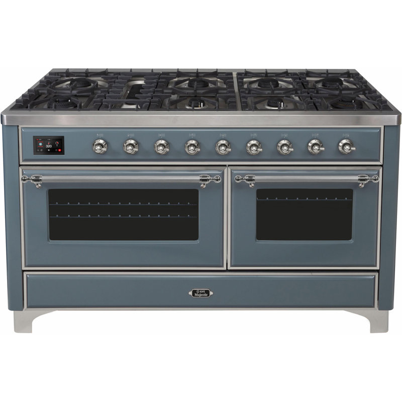 Majestic II 60" 5.02 cu. ft. Freestanding Dual Fuel Range with Griddle, Blue Gray/Copper, Natural Gas