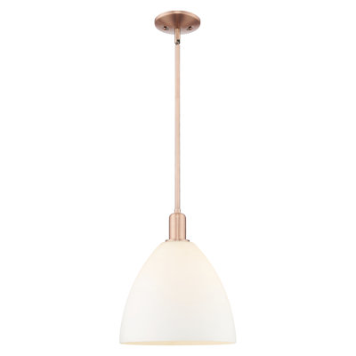 Arcadia - Bristol - 1 Light 12" Stem Hung Mini Pendant - Antique Copper Finish - Matte White Shade