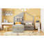 Lit simple avec canapé-lit, lit maison avec station de charge, recharge sans fil, tablettes et deux tiroirs, gris-683643769