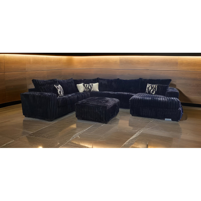 Canapé modulaire 4 pièces Texxa - noir, Tissu noir