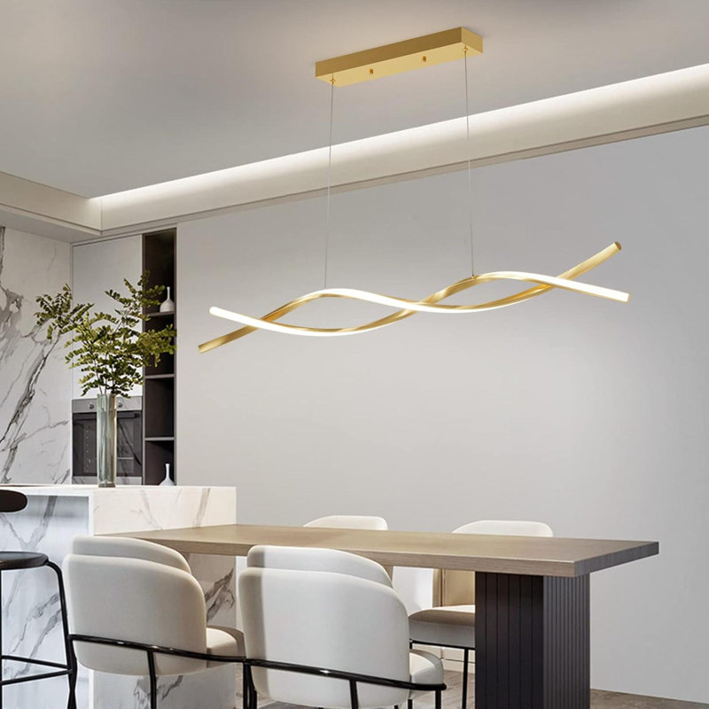 Luminaire suspendu moderne en acrylique anti-scintillement avec télécommande à intensité variable 3 modes de couleur et luminosité Lumière froide et chaude pour bar de cuisine noyer
