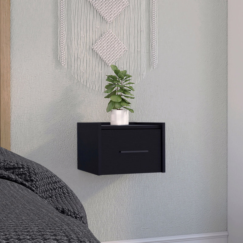 Floating Nightstand (Bedside Side Table), End Table, Side Table Wall-Mounted Single Drawer Design With Handle