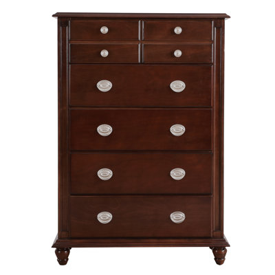 Summit G5950 Chest - Real Wood Veneer Captivating Finish, Robust Tailed Drawers, Fully Assembled At Factory, Tarnish- Nickel Hardware, Decorative Trim Fine And Clean Assembled, Hardware