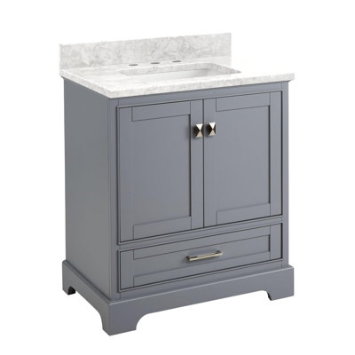 Quen 30" Freestanding Single Basin Vanity Set with Cabinet, Vanity Top