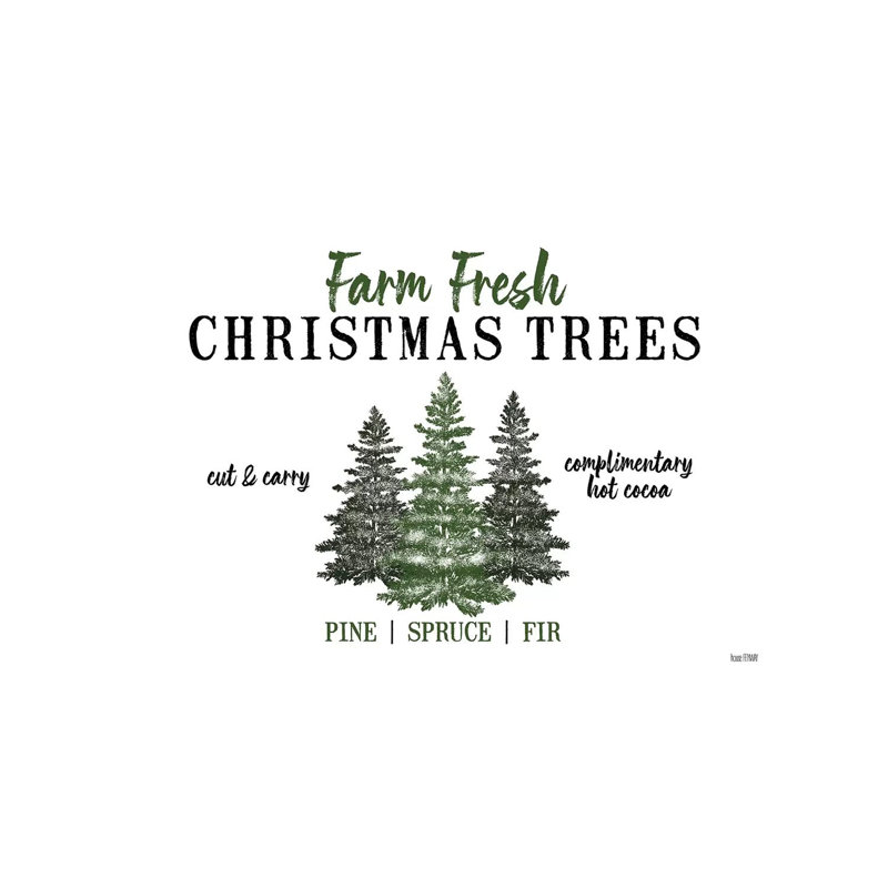 «Christmas Tree Farm» par House Fenway - Art textuel, Pas de tapis, Toile tendue, H 12 po x l 18 po x 1,5 po