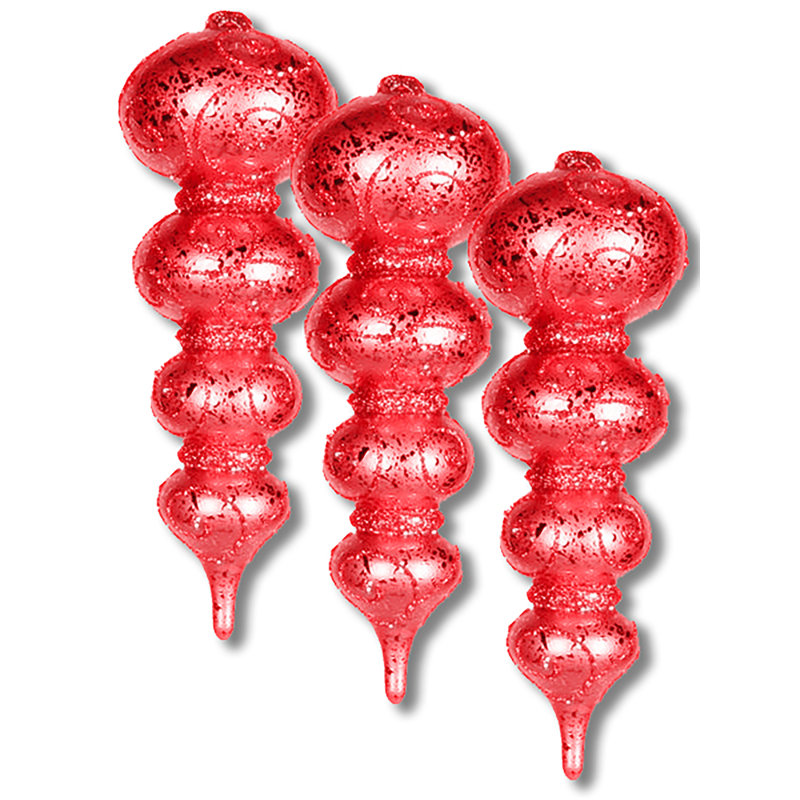 3 Piece Finial Ornament Set, Rouge
